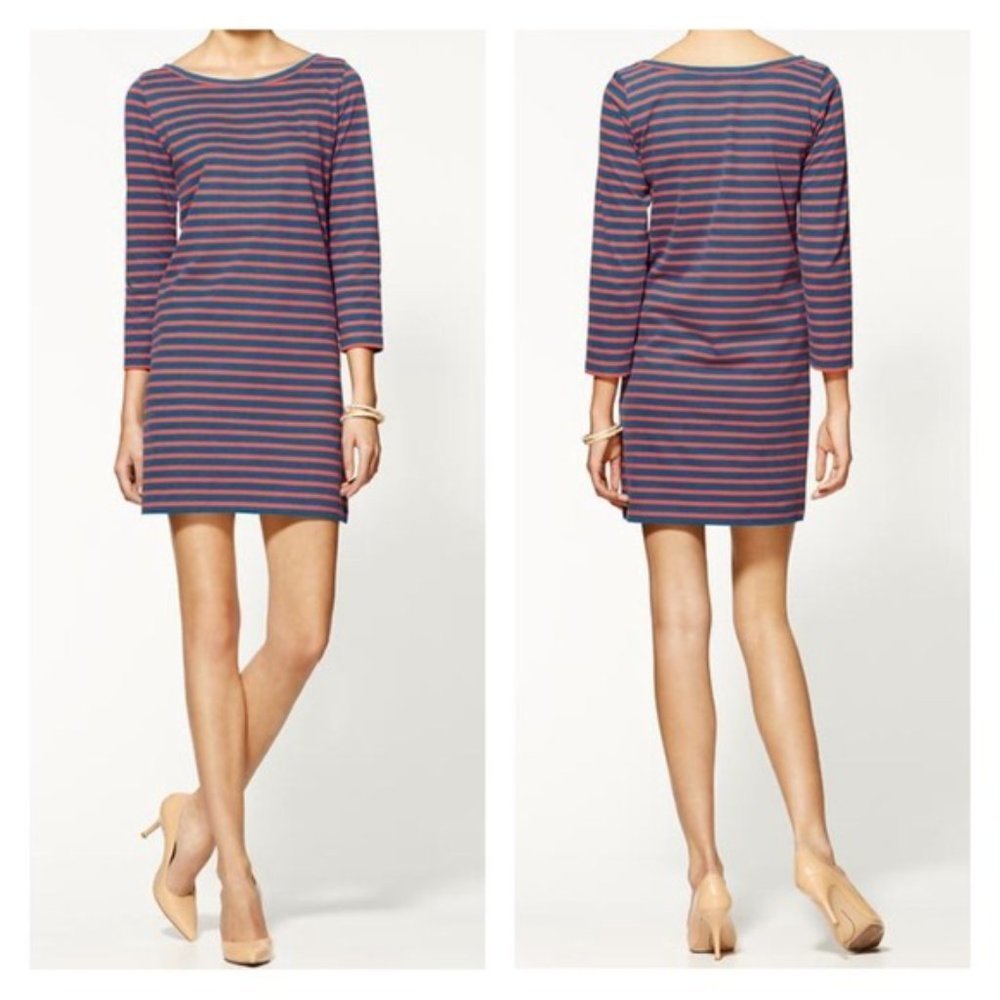 Joie Shift Dress Striped Knit Winberry Navy Blue Mini Stretch Preppy Nautical S